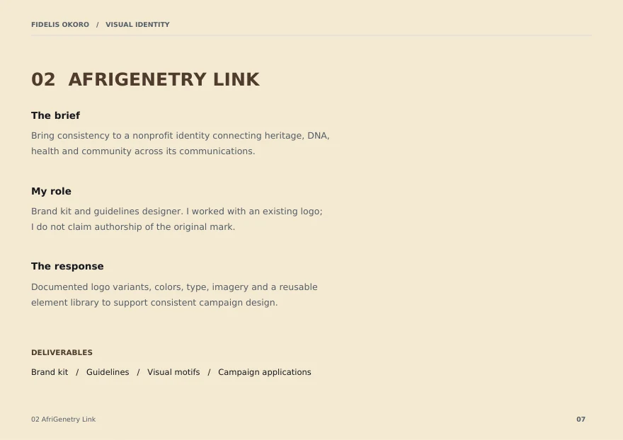 AfriGenetry Link: AfriGenetry Link: the brief, my role, and the response