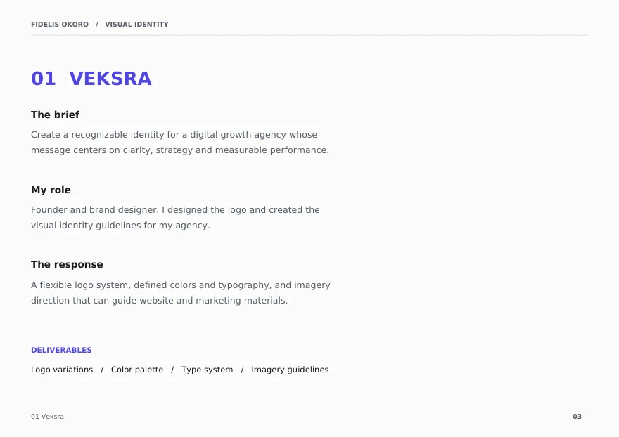Veksra: Veksra: the brief, my role, and the response