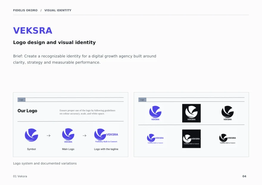 Veksra: Original logo design and documented variations