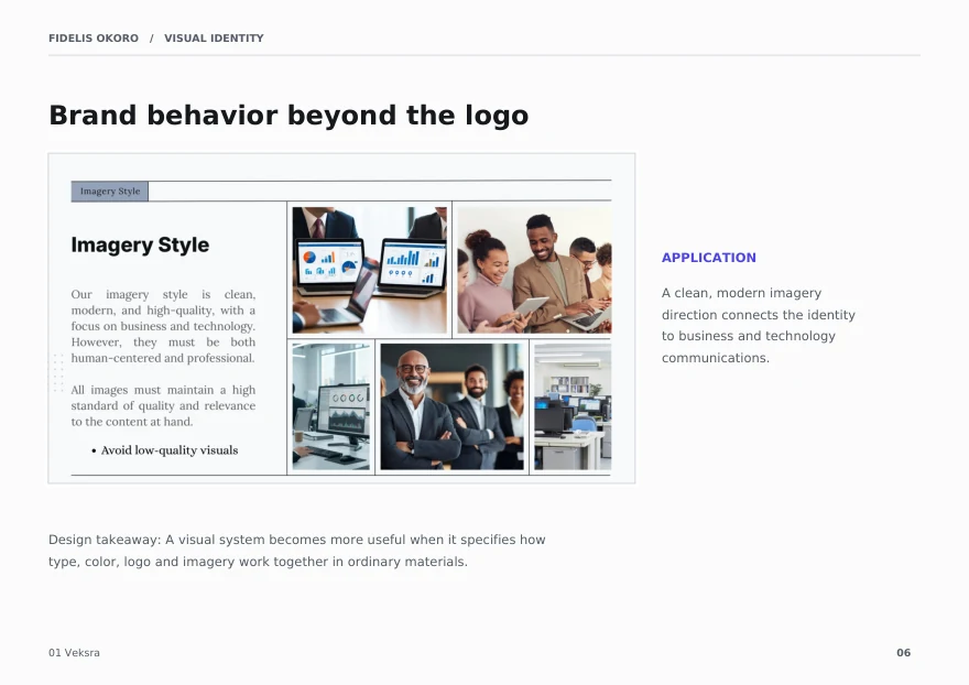 Veksra: Imagery direction and practical application