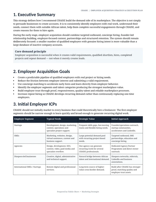 Employer acquisition strategy, planning overview.