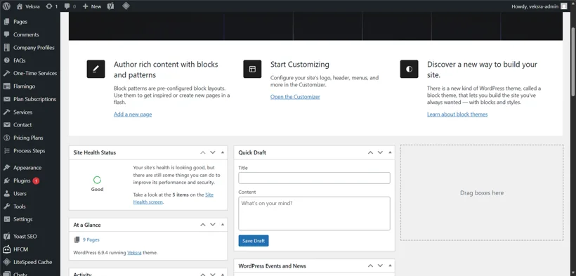 WordPress website administration.