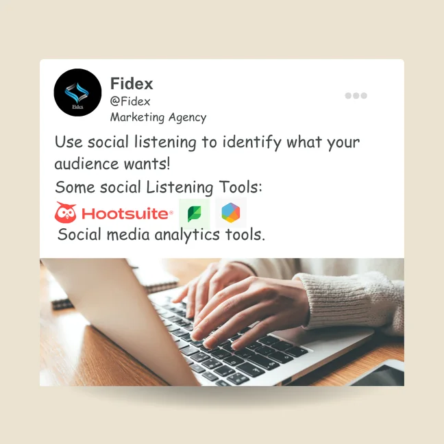 Fidex social listening educational graphic.