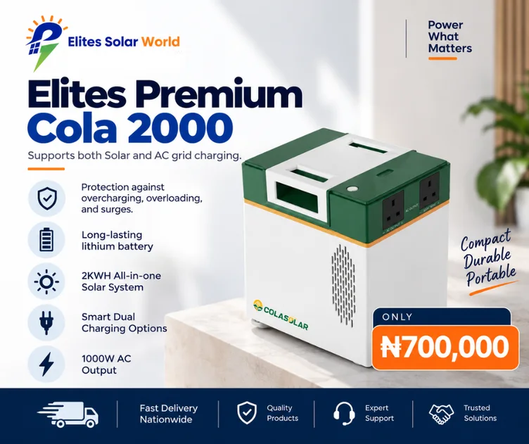 Cola 2000 solar product campaign graphic.