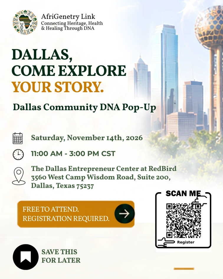 Dallas Community DNA Pop-Up event promotion.