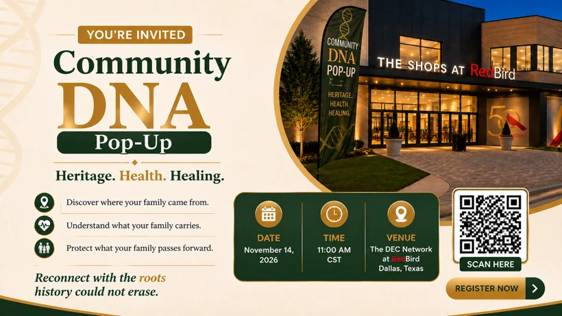 Community DNA Pop-Up event invitation.