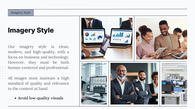 Brand imagery direction and photography guidance.