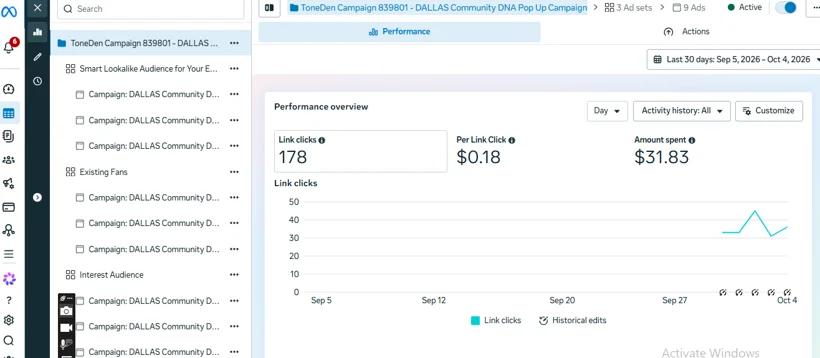 Dallas Meta Ads link clicks and traffic costs.