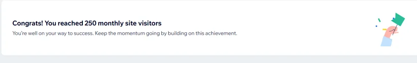 Wix monthly website visitor milestone.