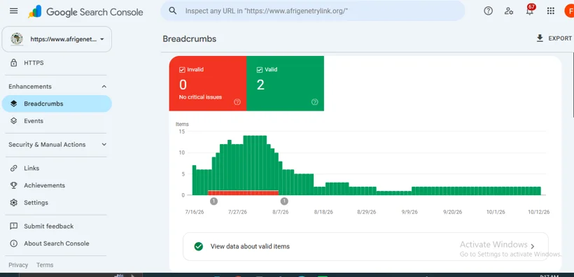 Search Console breadcrumb validation.