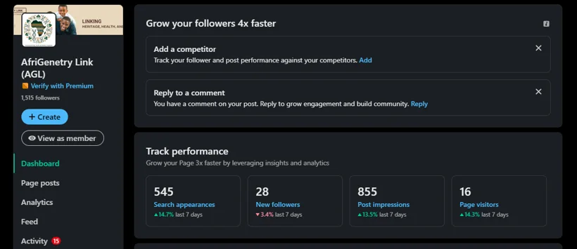 LinkedIn audience and page performance.