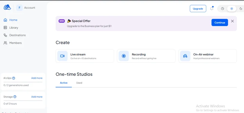 StreamYard studio setup and live production.