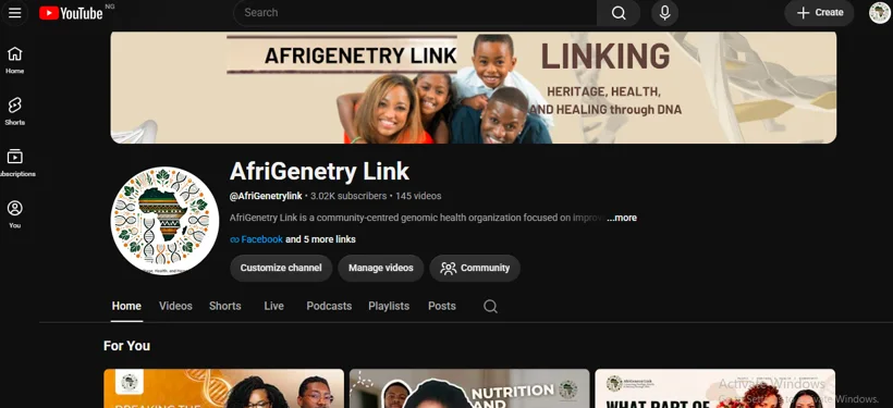 YouTube channel branding and content library.