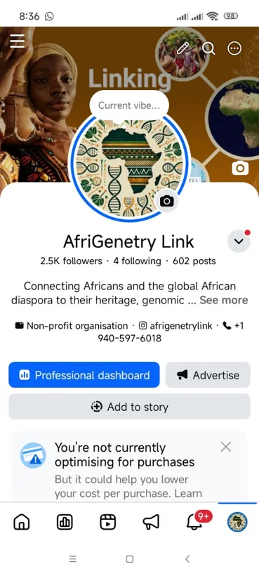 Facebook mobile profile presentation.