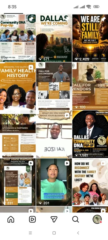 Instagram published content grid.